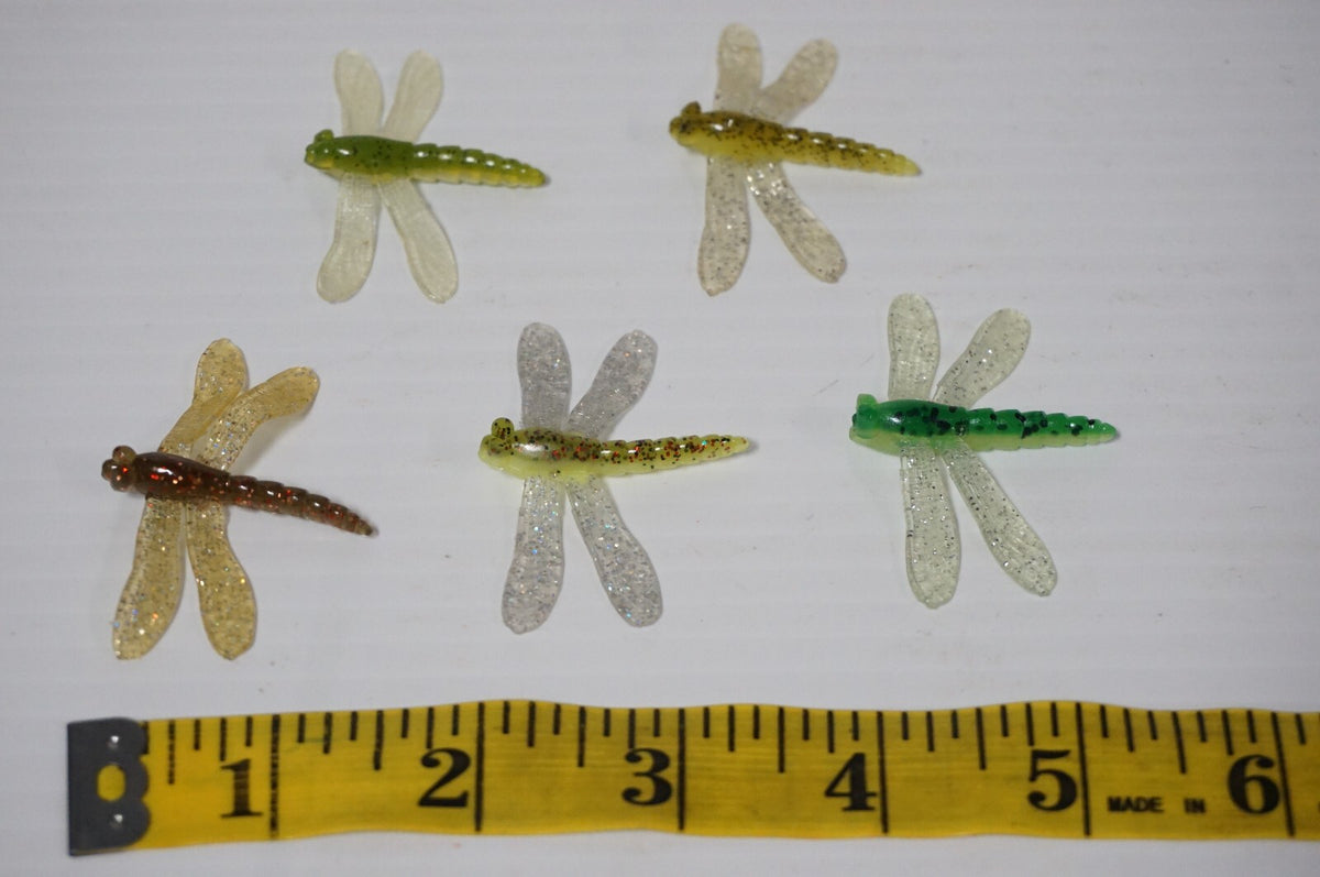 50 Pcs 2-Inch Dragonfly Soft Plastic Fishing Lures Multiple Colors