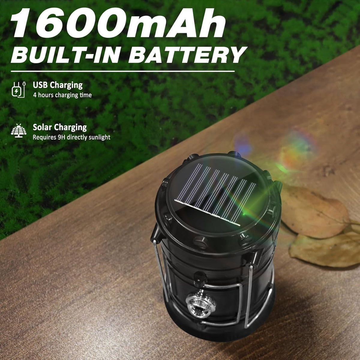 Rechargeable Solar Camping Lantern & Flashlight - Collapsible Waterproof LED Light for Outdoor & Emergency Use