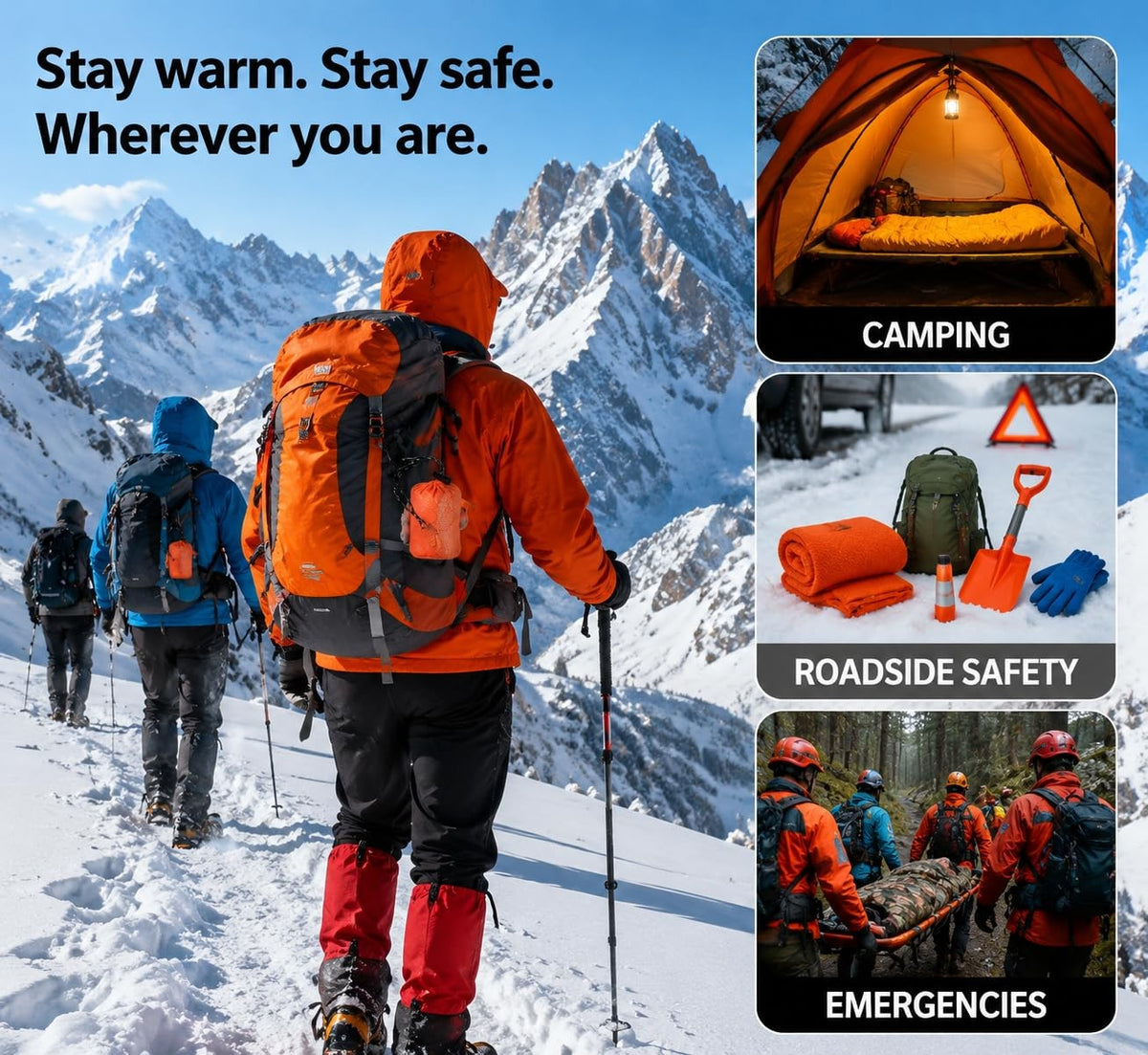 6 Pack Emergency Survival Sleeping Bags with Whistles - Thermal Bivy Sack Blanket