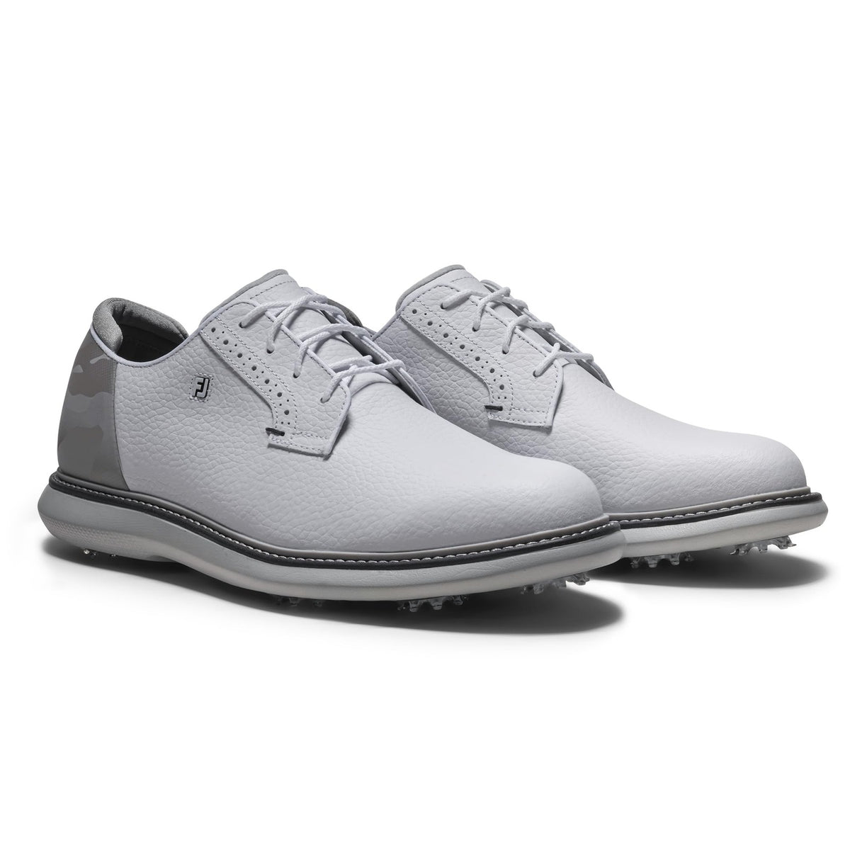Men's Golf Shoes Waterproof Blucher Leather Size 9.5 White Gray Camo