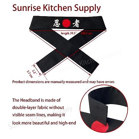 Black Sushi Headband for Chefs and Martial Arts - Unisex One Size