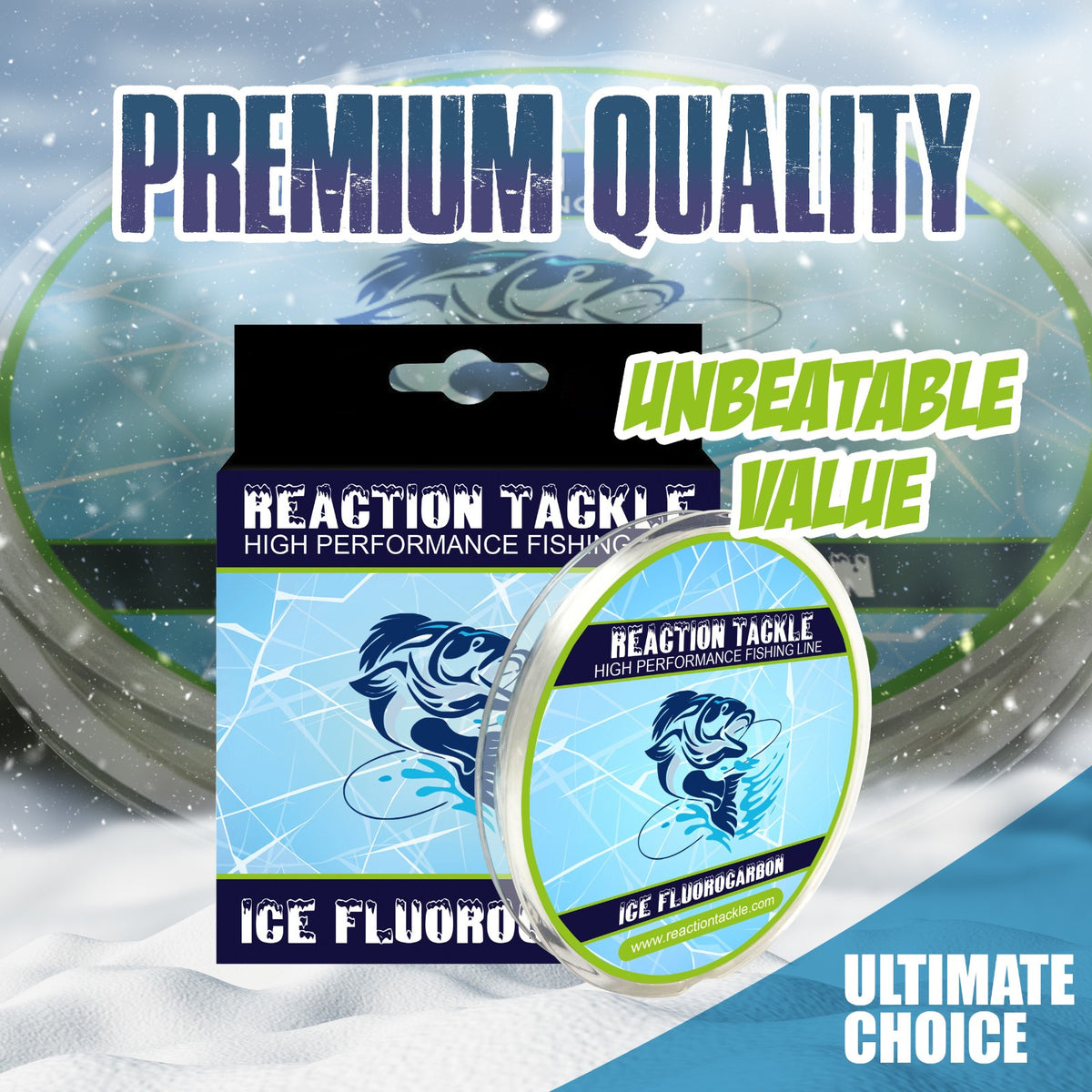 Ice Fishing Fluorocarbon Line - Low Stretch Leader with Abrasion Resistance