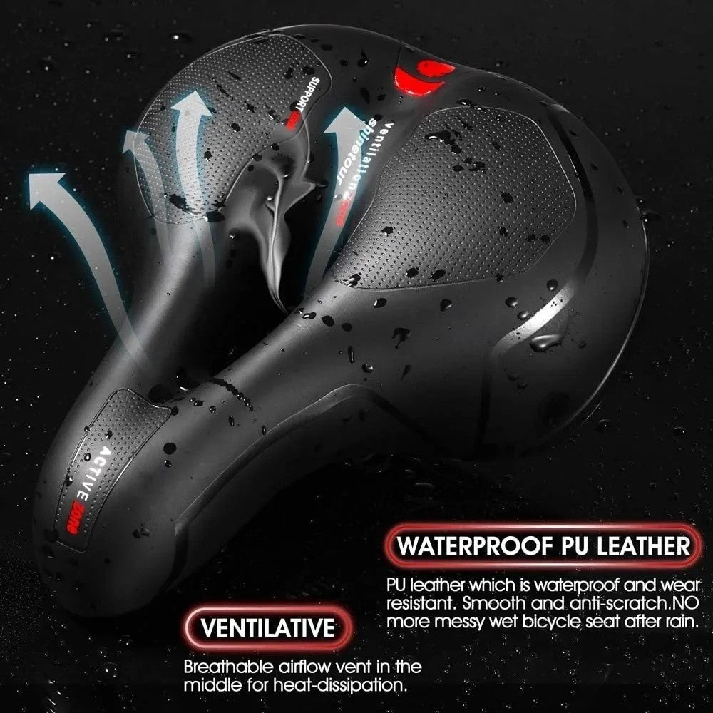 Wide Gel Bicycle Saddle Seat with Shock Absorbing System for Commuting and Recreation