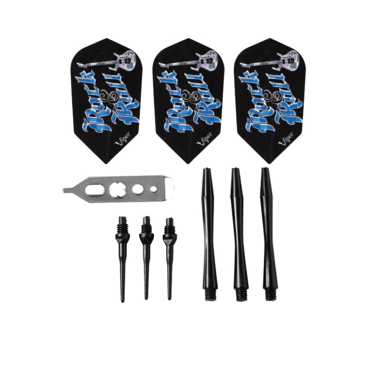 Underground Rock & Roll Soft Tip Darts 18g – Set of 3 with Flights, Shafts, Tips