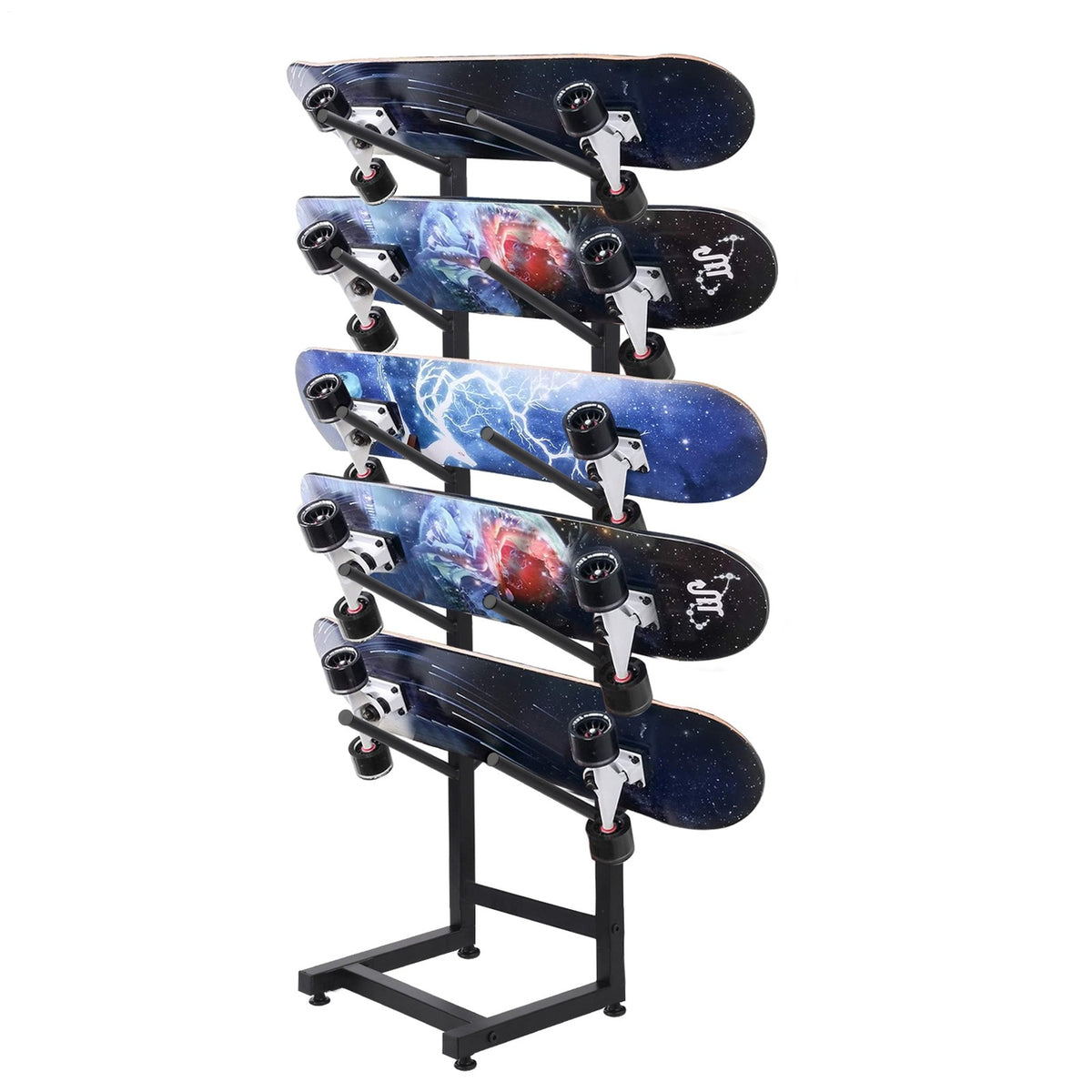 5-Tier Freestanding Snowboard and Skateboard Storage Rack Display Stand