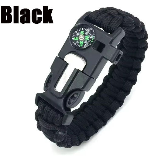 Outdoor Survival Paracord Bracelet with Flint Compass Multi-Tool