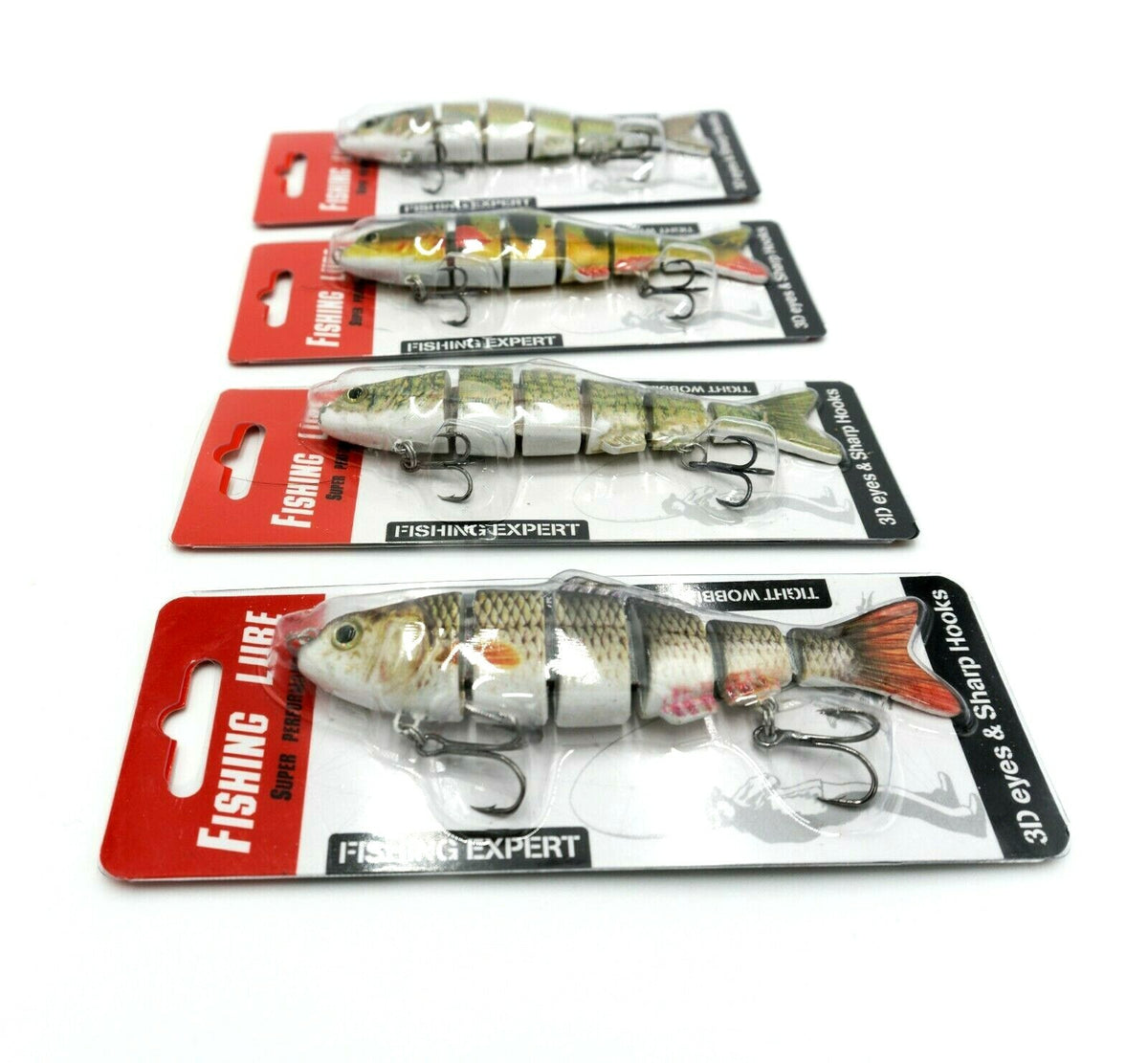Jointed Fishing Lure Set - 4 Pack Multi-Segment Swimbaits for Fresh & Saltwater