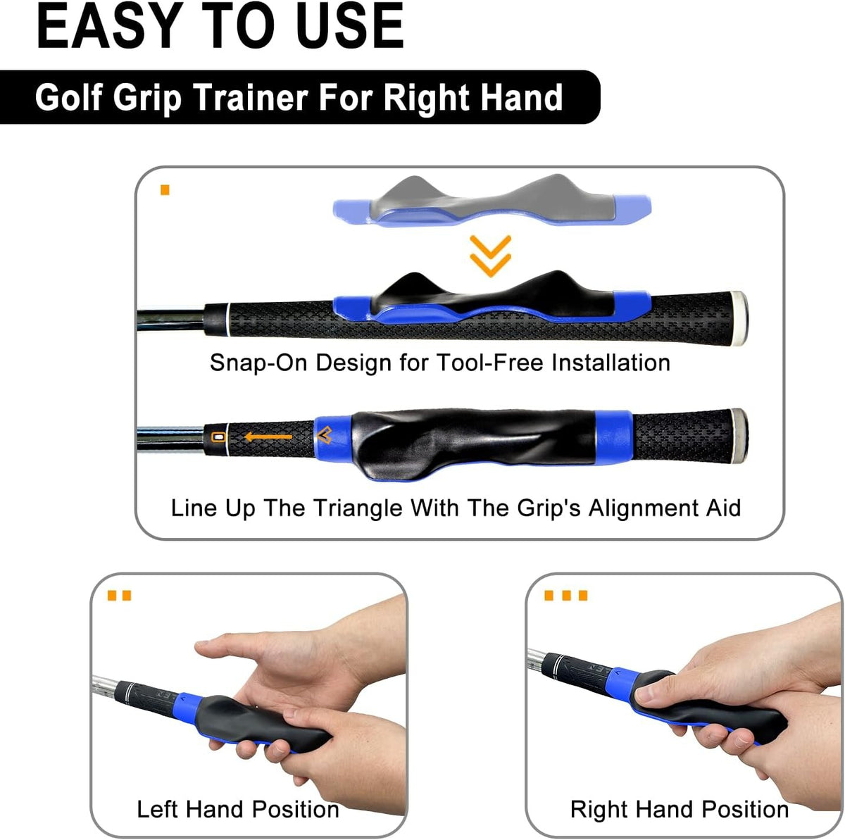 Right-Hand Golf Grip Trainer for Swing Improvement - Universal Fit