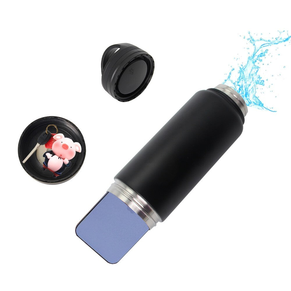 Stainless Steel Water Bottle with Secret Card and Cash Compartment - 450ml