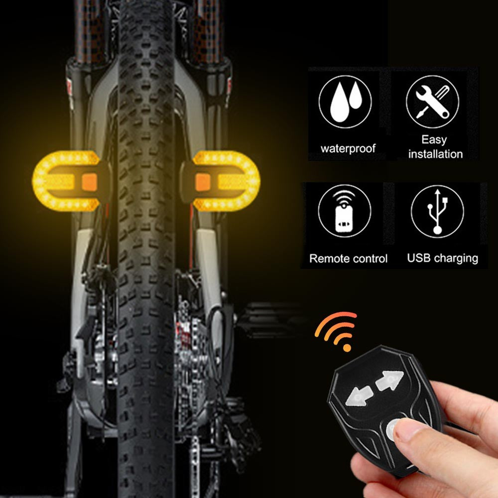 Bike Turn Signal Lights 2-Pack USB Rechargeable Front Rear with Remote