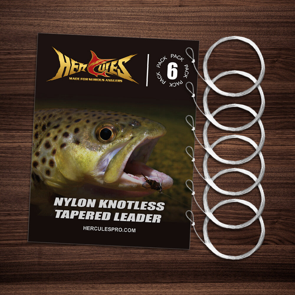 Pre-Tied Fly Fishing Leader Set with Tapered Design & Wallet - Multiple Lengths & Line Weights