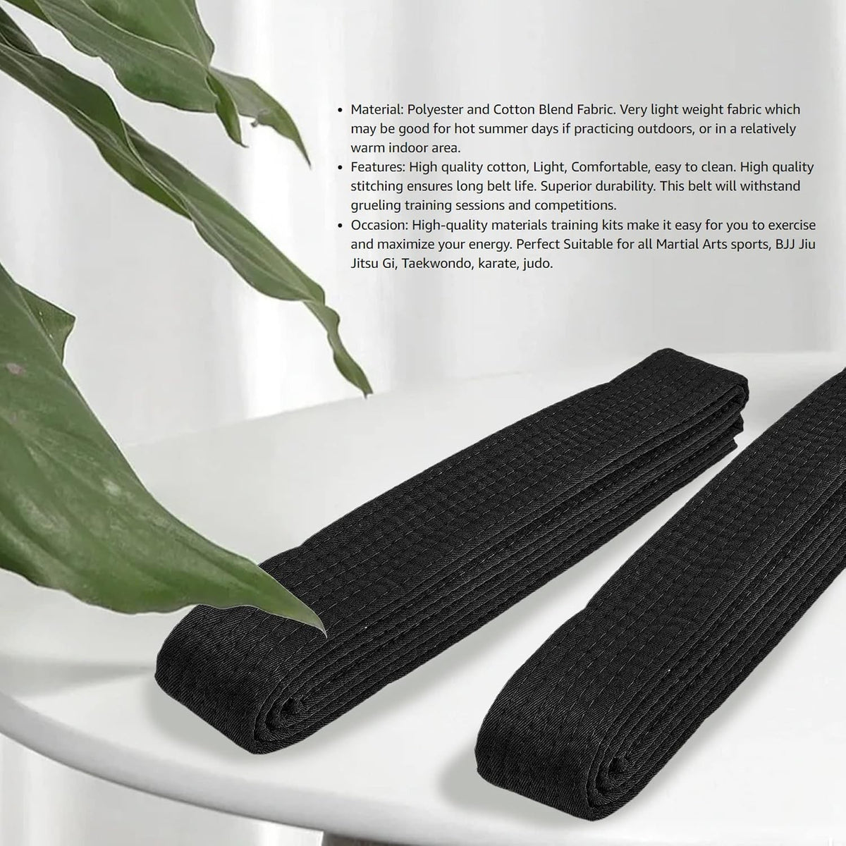 8.6ft Long Soft Black Martial Arts Belt for Karate Taekwondo Judo