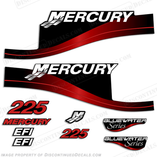 Mercury Outboard Decal Kit Fits 225hp Models Blue & Red