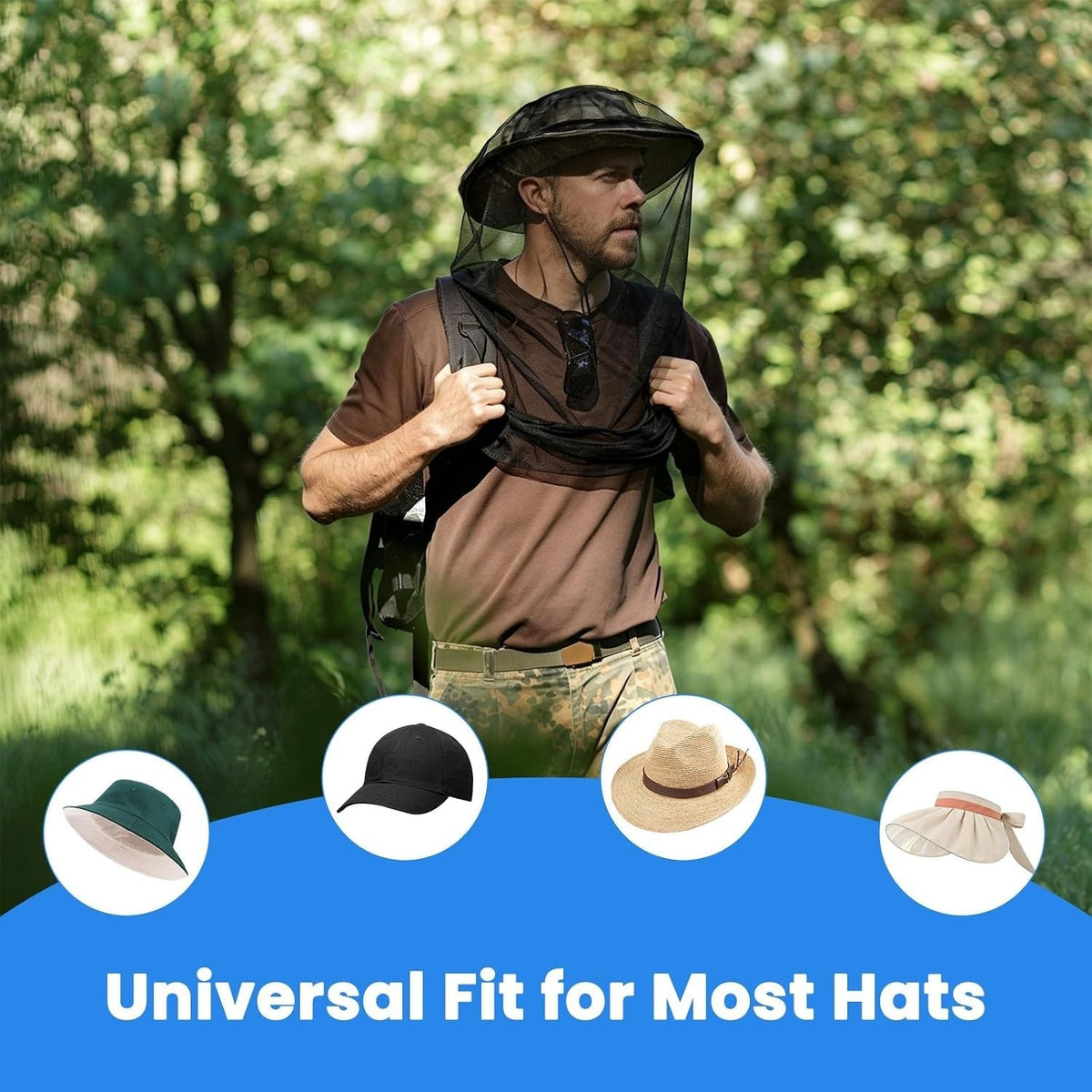 Breathable Mosquito Head Net 2 Pack for Hat, Face & Neck Protection