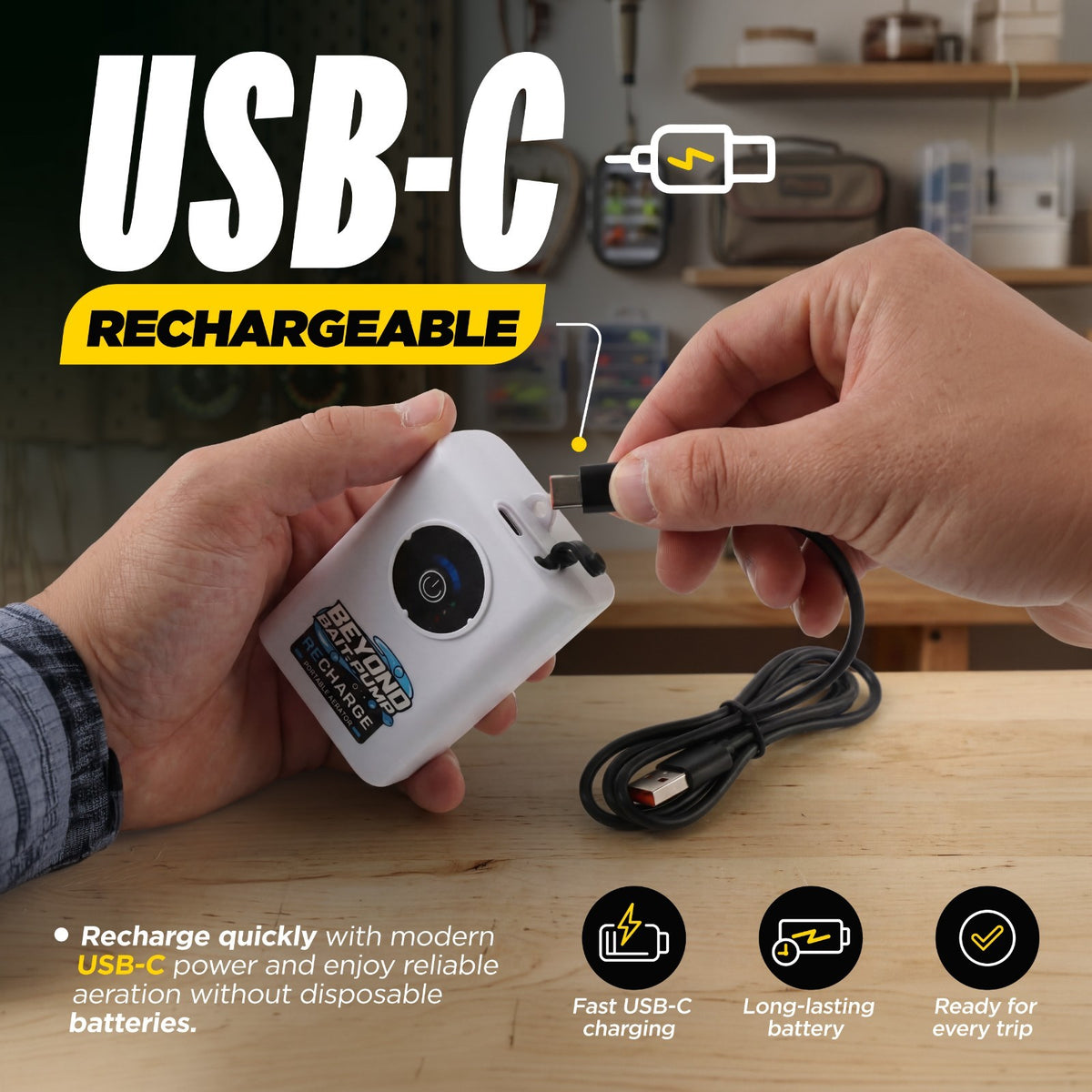 Rechargeable Mini Bait Pump for Live Bait Aeration and Fish Tank Oxygenation