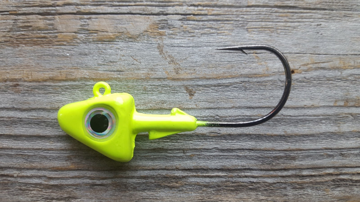 10 Pack 1oz Shad Jig Heads with 3D Eyes & 4/0 Hooks for Saltwater & Freshwater Fishing