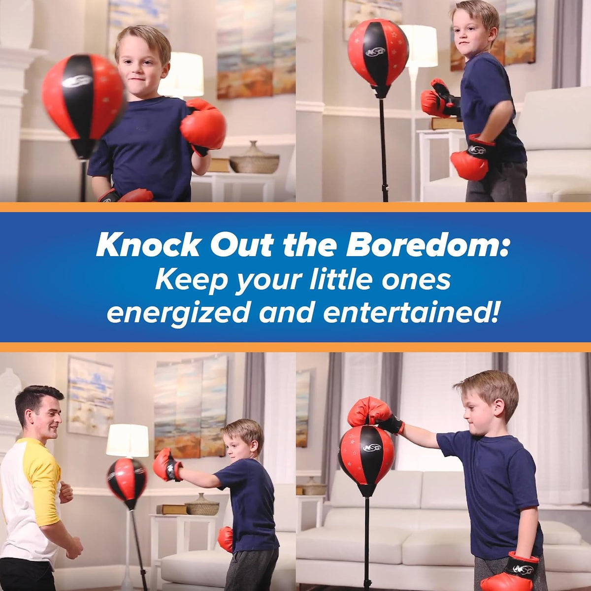 Kids Boxing Punching Bag & Gloves Set - Adjustable Freestanding Speed Bag