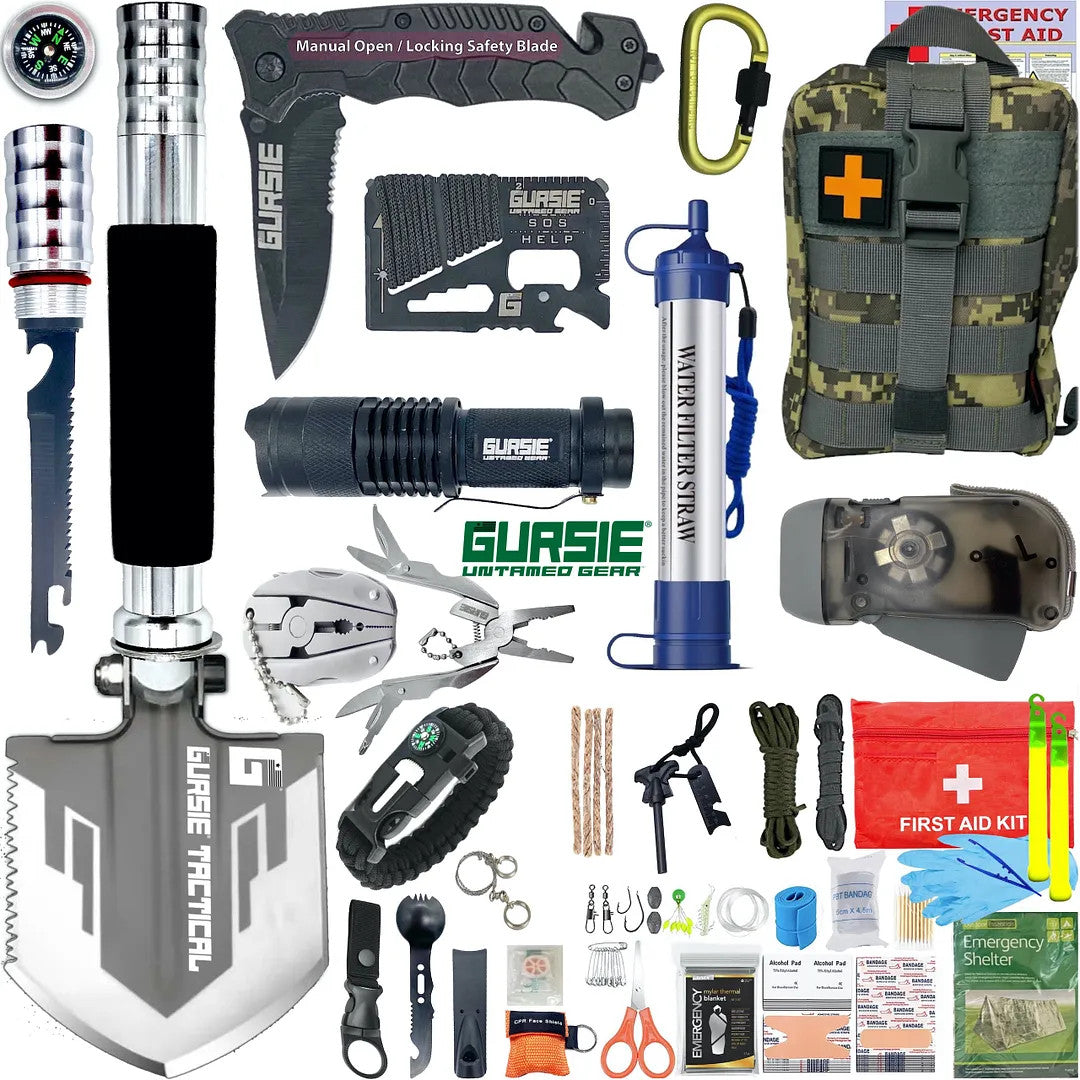 Men's Tactical Survival Gear Kit - Emergency Camping Hiking Travel Equipment
