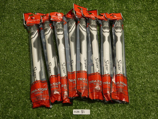 Golf Club Grips Set of 8 SuperStroke Traxion Tour Standard White Grey