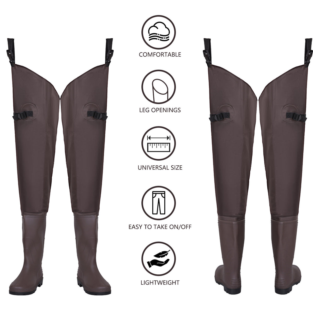 Men's Waterproof Hip Waders for Fishing and Hunting Lightweight Nylon PVC Boots