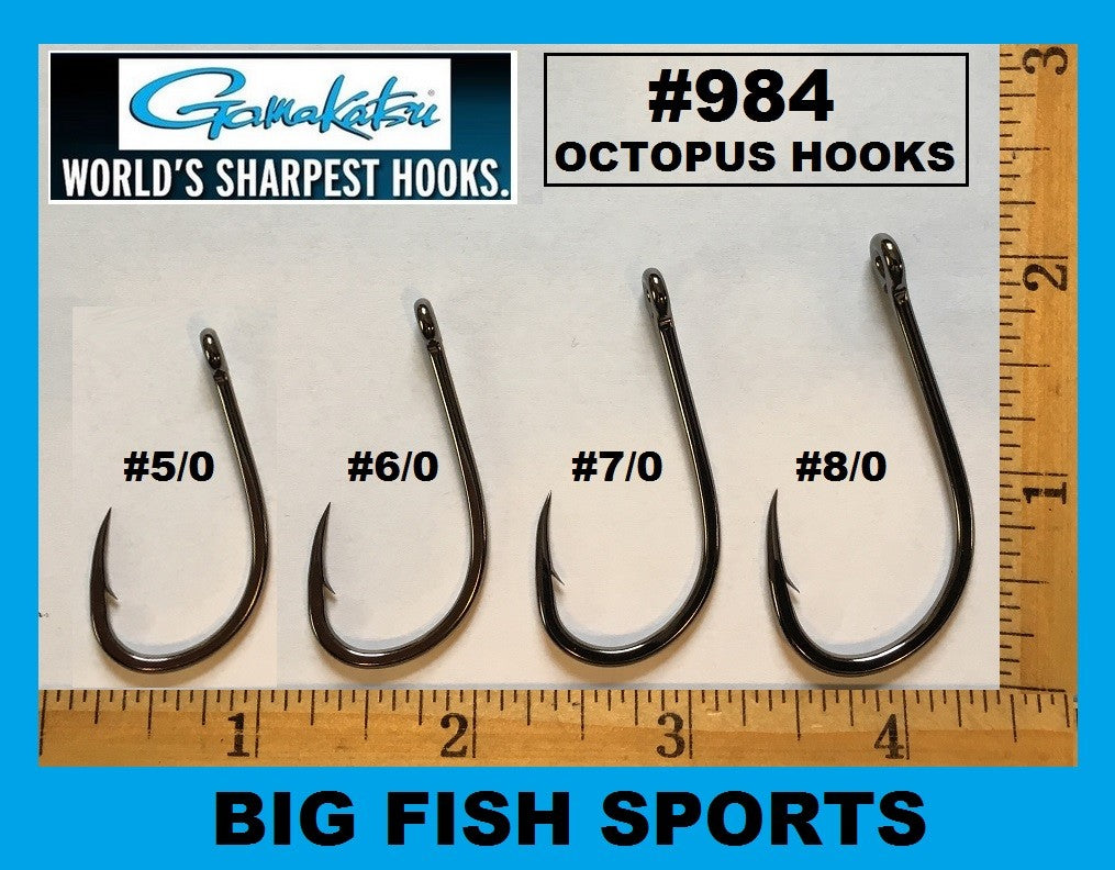 Gamakatsu #984 4X Strong Octopus Fishing Hooks - 25 Pack, Size 7/0