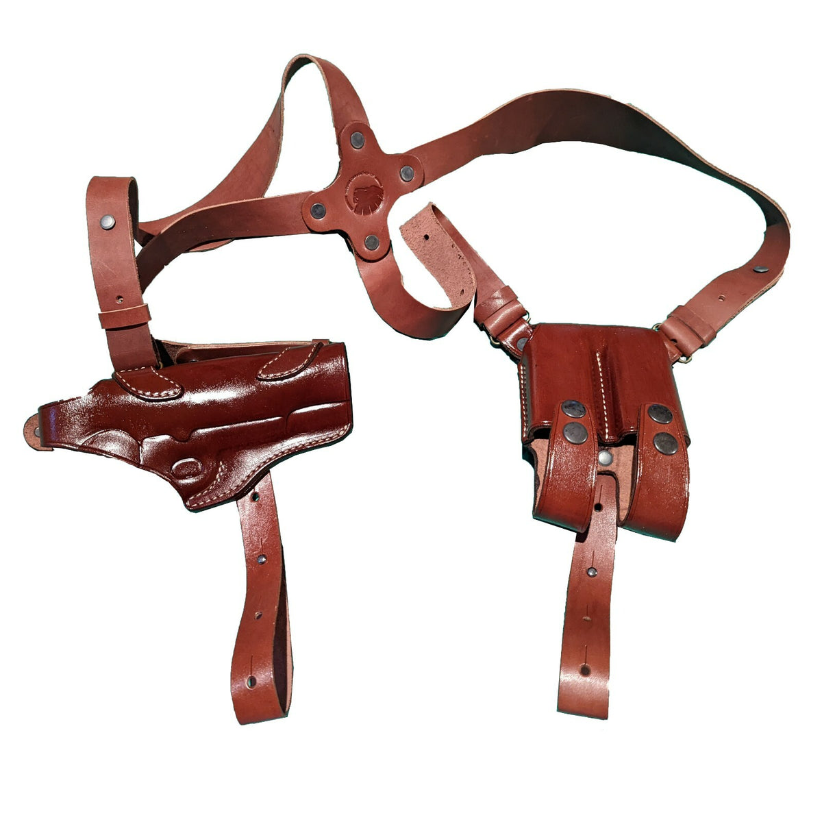 Leather Shoulder Holster with Double Magazine Pouch for 1911 Pistols