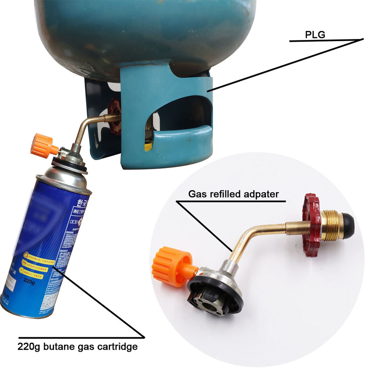 Butane Gas Refill Adapter Cylinder Tank Coupler Valve for Outdoor Camping BBQ