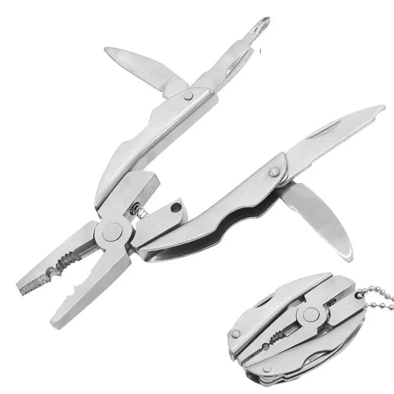 Portable Multi-Tool Pliers Knife Keychain Set - Stainless Steel, Outdoor