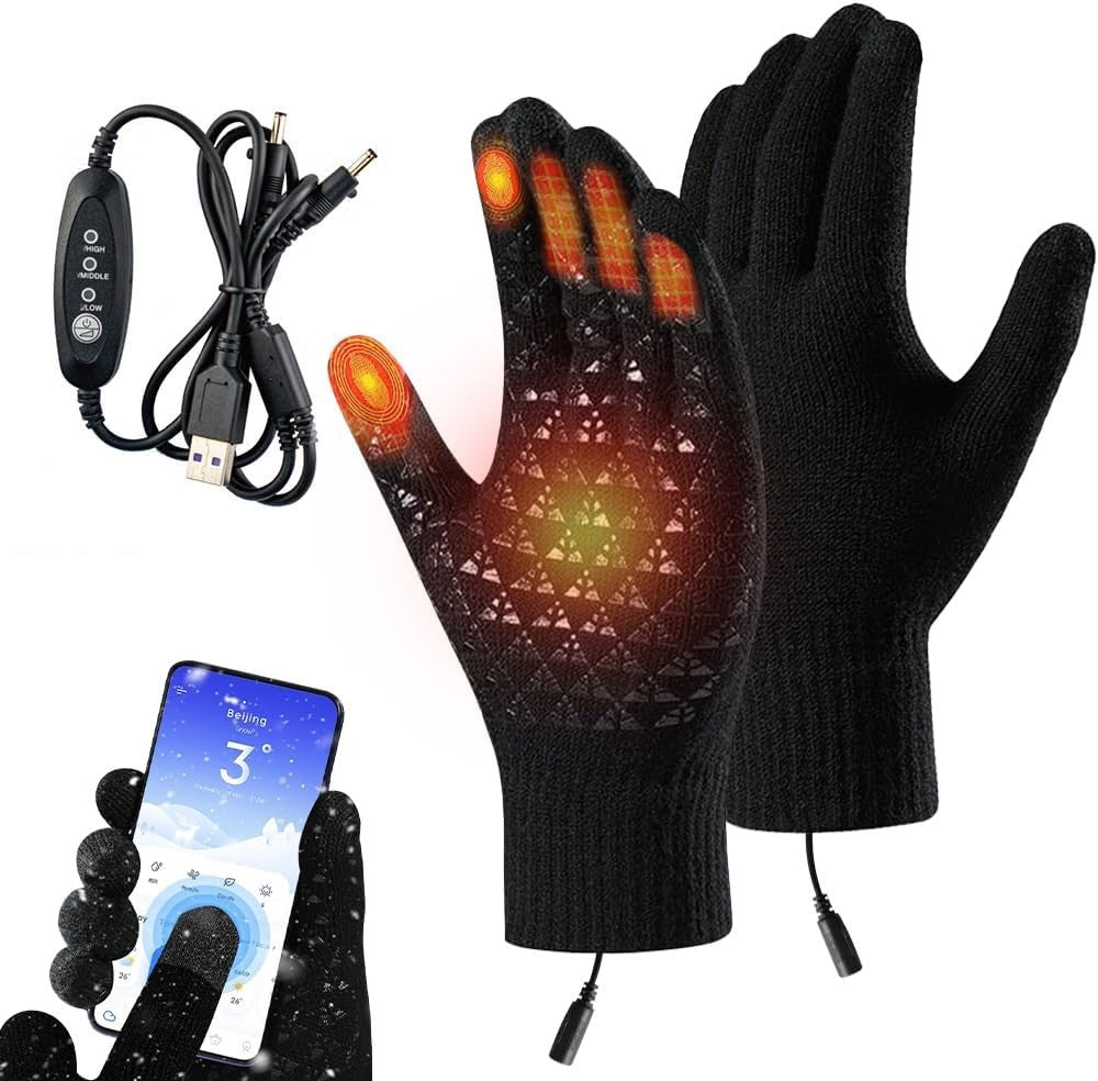 Rechargeable Heated Gloves Electric Winter Hand Warmer Windproof Thermal