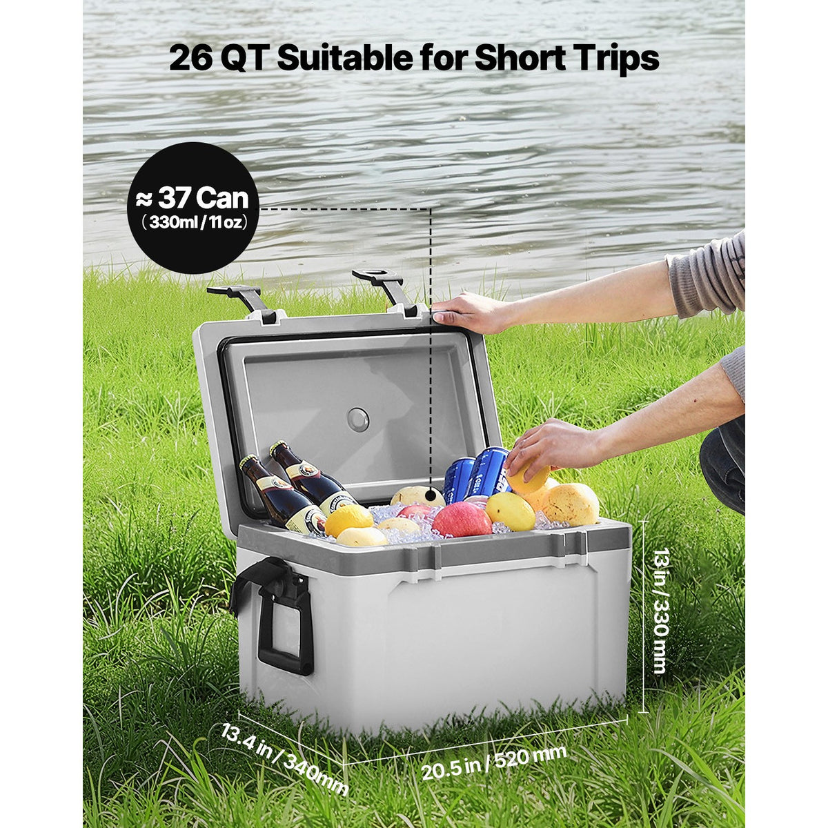 Portable Cooler 26 Quart Insulated Hard Cooler with Handles and Strap