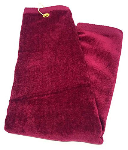 Golf Towel 16x26 Inches - Tri-Fold Cotton Hand Towel with Grommet & Hook