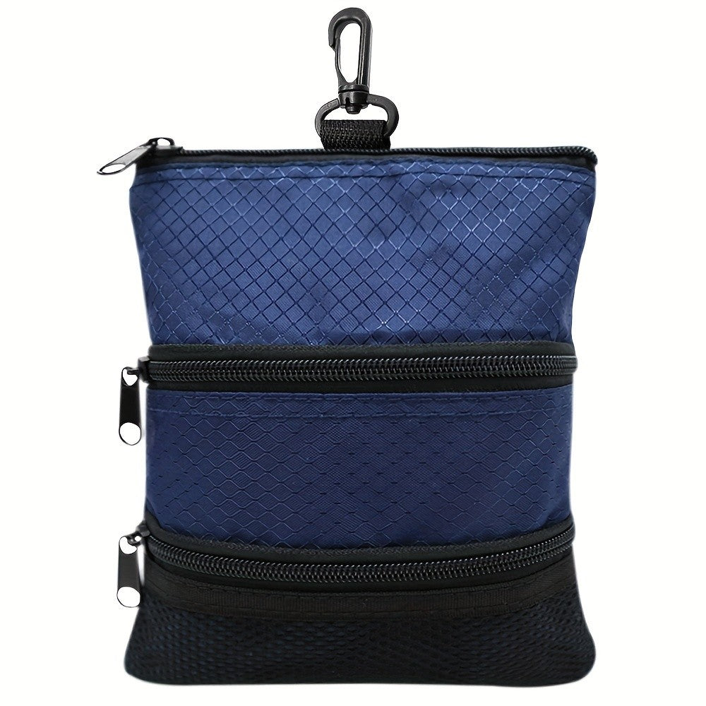 Golf Accessory Pouch Bag with Zipper and Multiple Pockets for Valuables and Tees