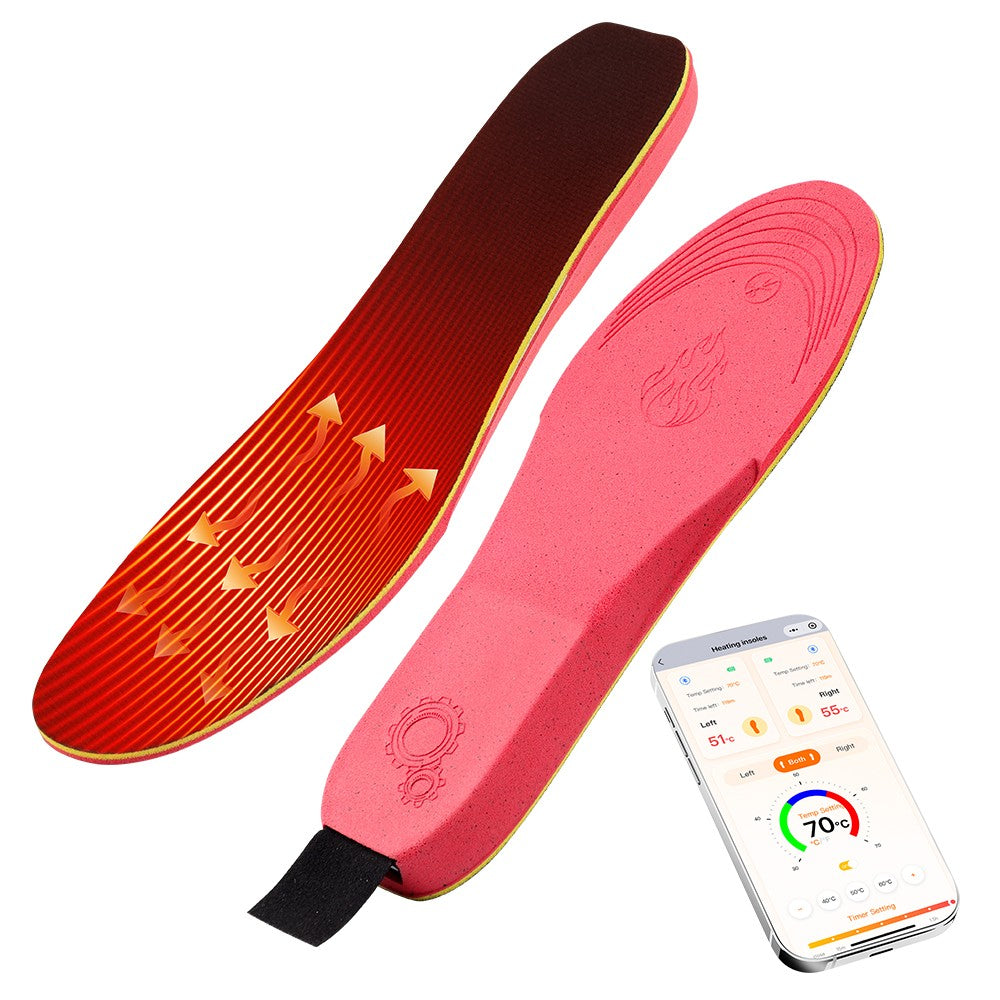 Rechargeable Heated Insoles with APP Control, 3 Heating Levels, 16H Warmth