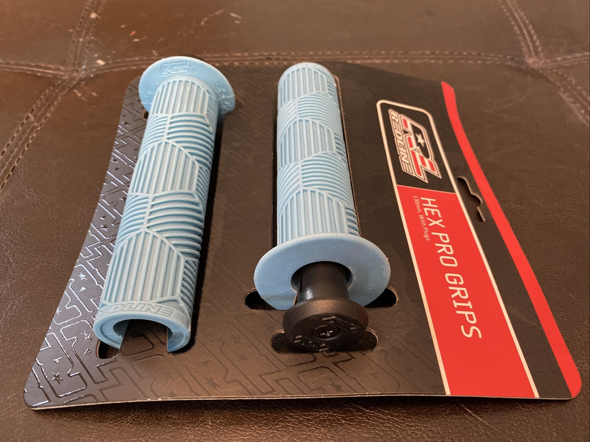 BMX Handlebar Grips with Plugs - Light Blue 130mm