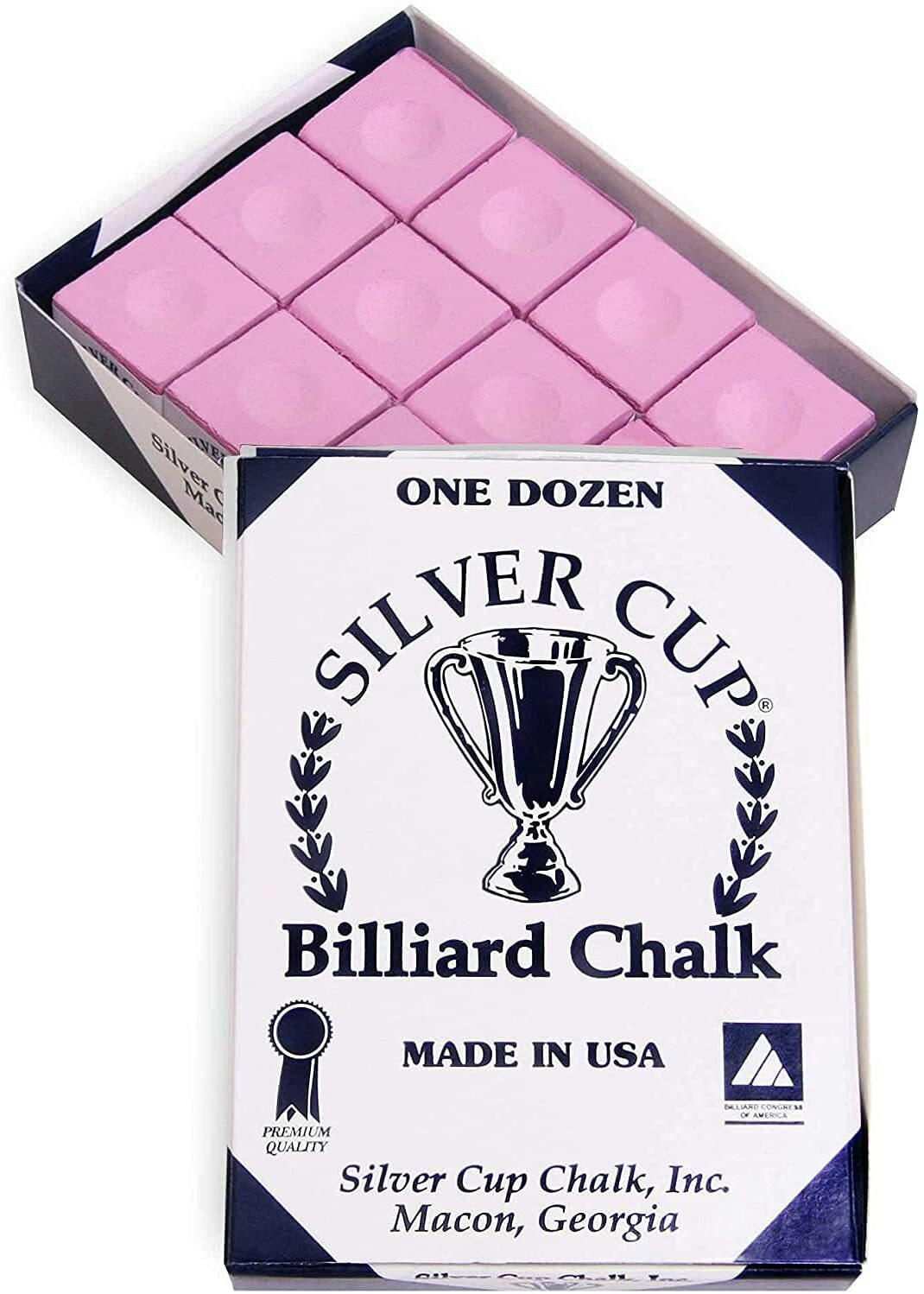 Billiard Chalk 12-Pack - Tournament Grade Pink From Silver Cup