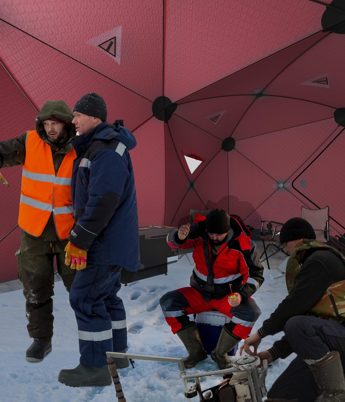 Insulated Pop Up Ice Fishing Shelter for 4-6 People, 210D Oxford Fabric