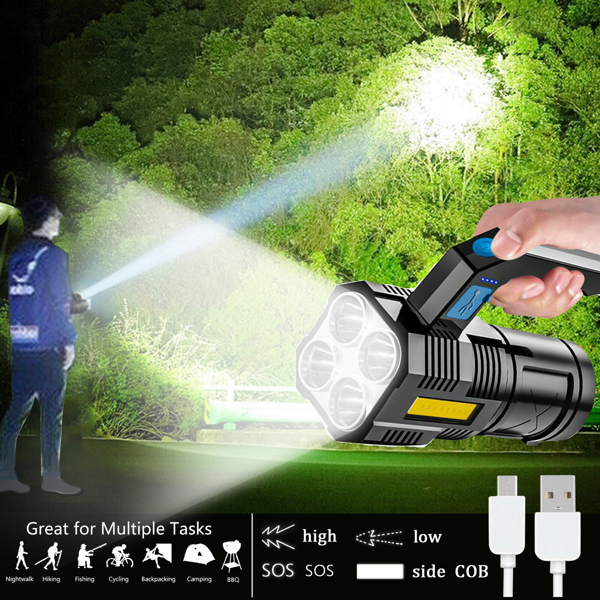 High Power Rechargeable LED Flashlight 9900000LM Tactical Torch 4 Modes