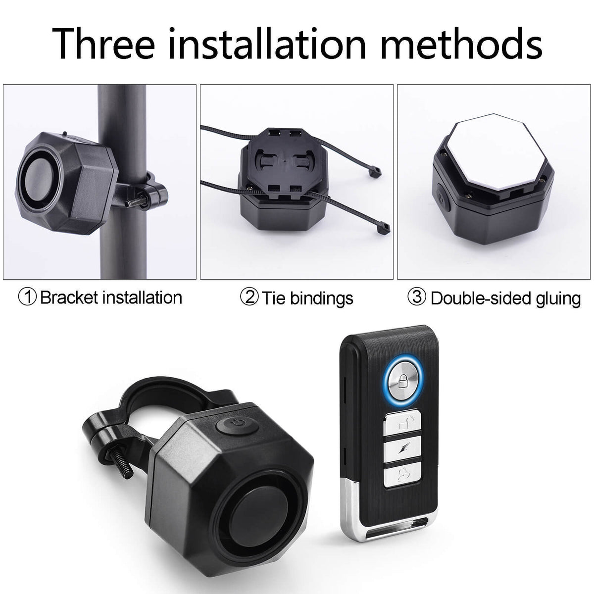 Wireless Bike Alarm System with Remote, Vibration Detection & Waterproof USB Rechargeable