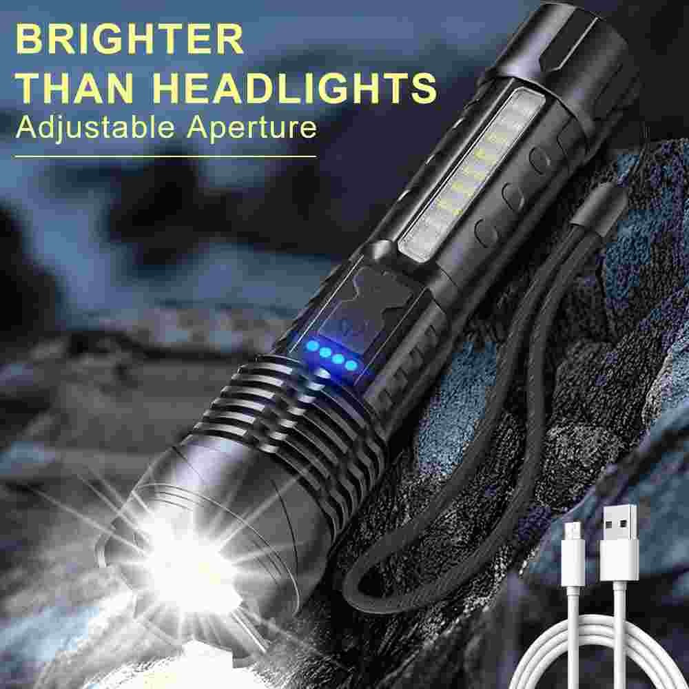 Super Bright Rechargeable LED Flashlight 90,000 Lumens Handheld Torch - 2 Pack