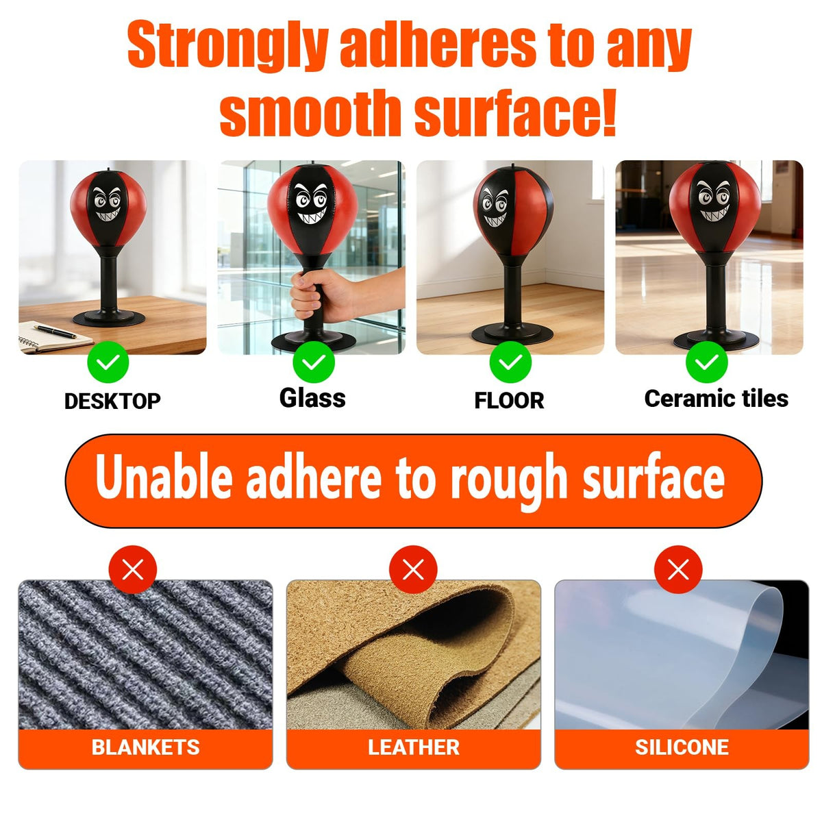Desk Punching Bag with Silicone Suction Base - Stress Relief Office Toy