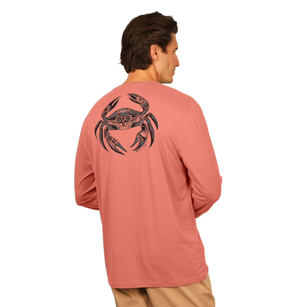 Men's UV Long Sleeve T-Shirt - Coral, Performance Sun Protection Shirt
