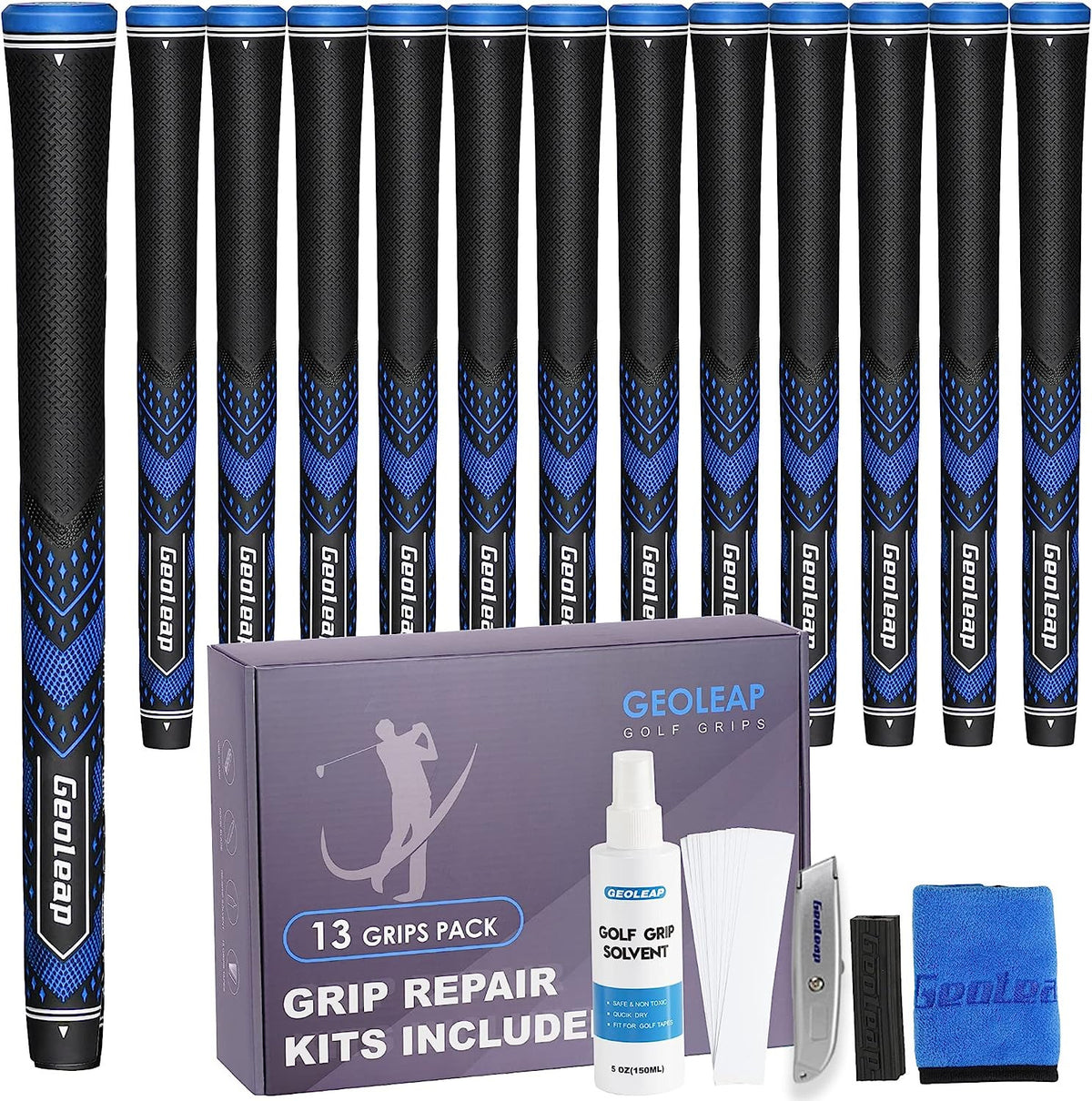 Golf Grip Set of 13 - Soft Taper-Reduced Design for Better Traction & Control