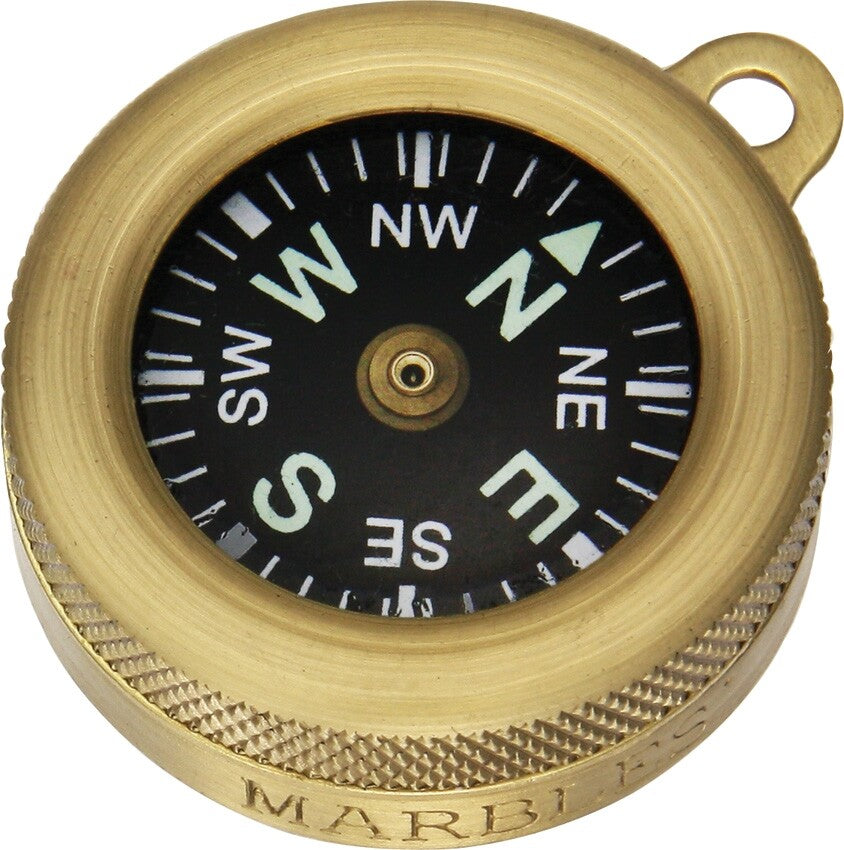 Pocket Compass with Black Luminous Dial and Brass Body