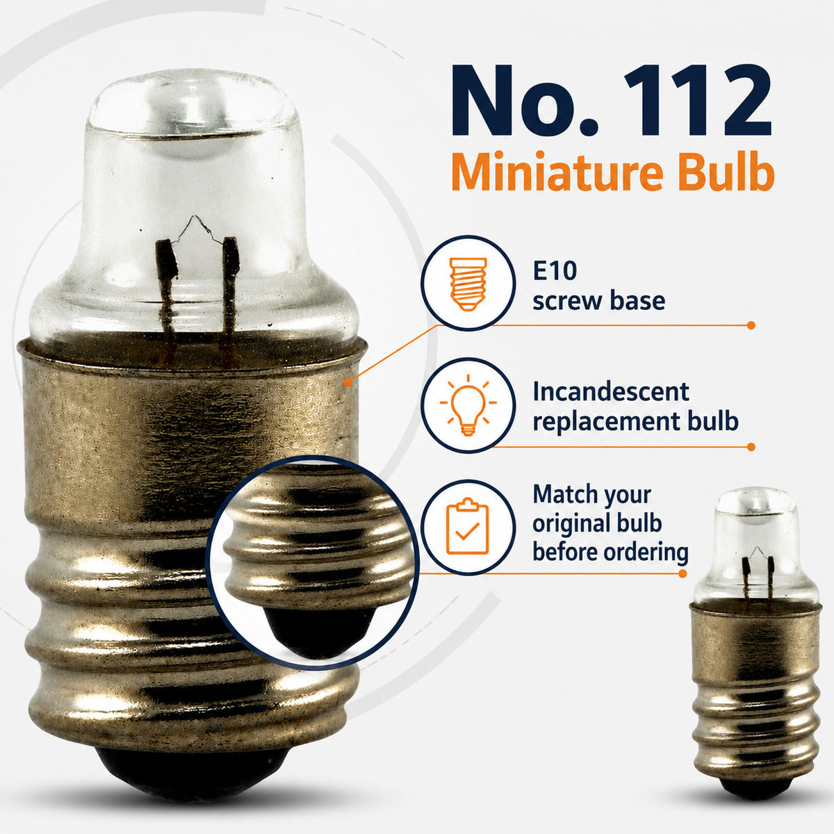 2 Pack No. 112 Incandescent Flashlight Bulbs E10 Screw Base Replacement