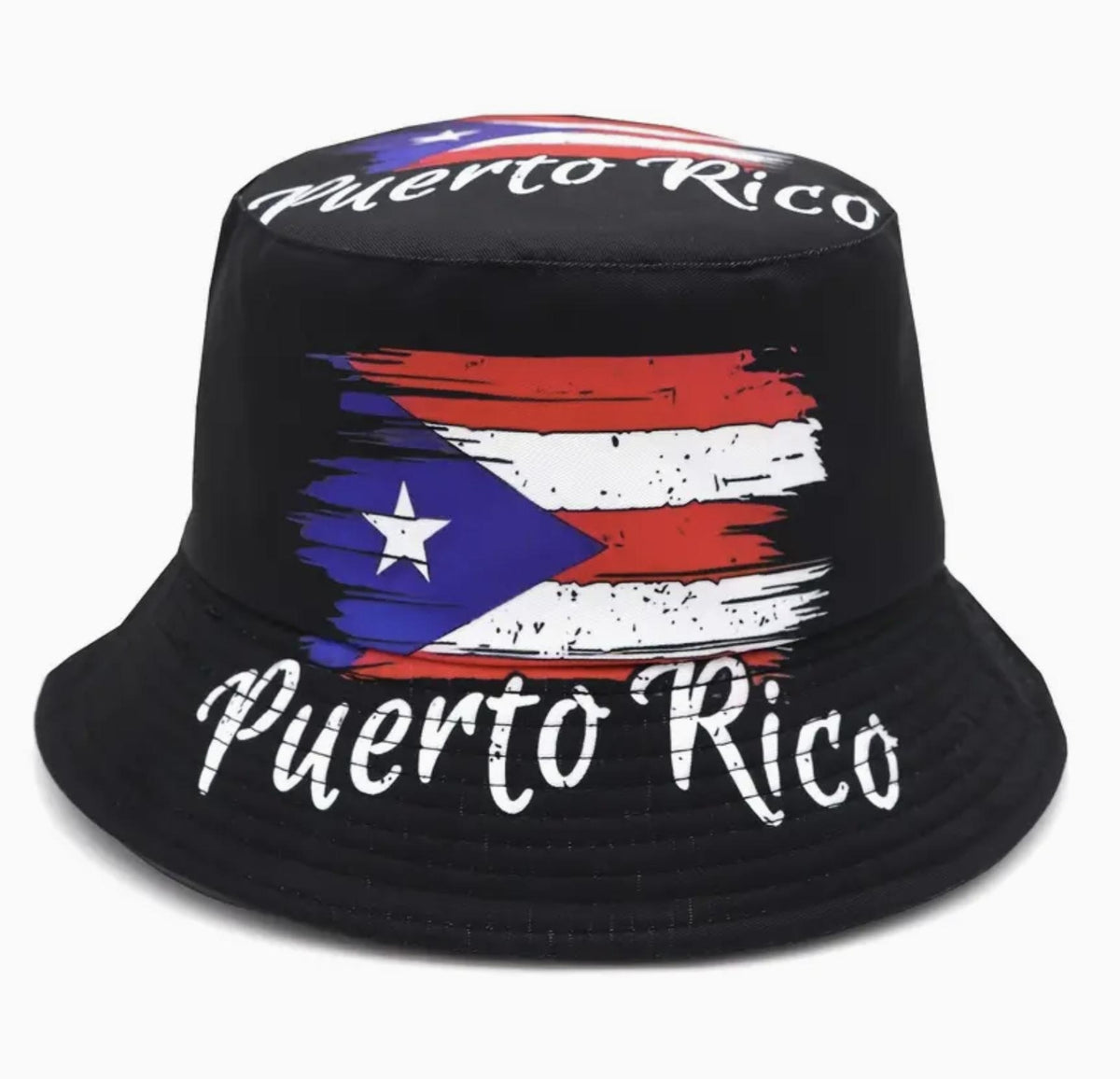 Puerto Rico Flag Bucket Hat for Adults Unisex Black One Size
