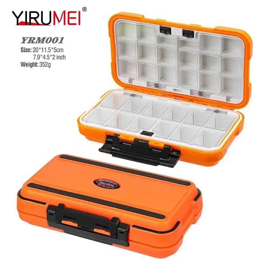 Waterproof Fishing Tackle Box with Compartments 2-Layer Hard Case Storage