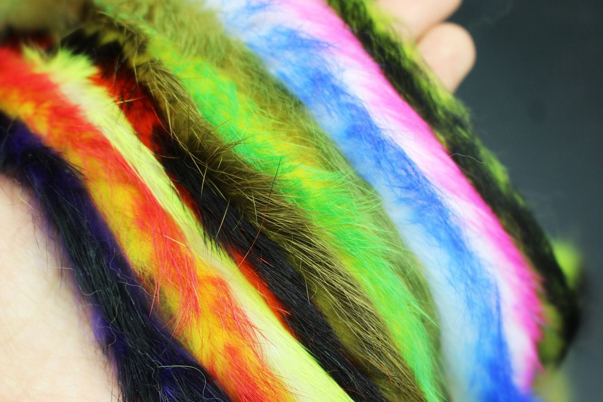 Fly Tying Rabbit Zonker Strips - 10 Colors, 4mm Width for Streamers & Patterns