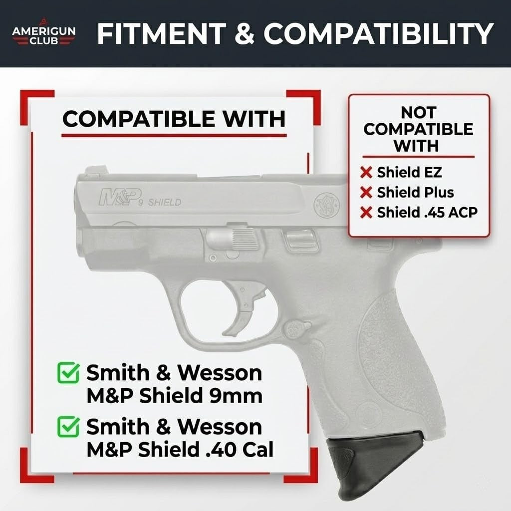 1-Inch Pistol Grip Finger Extension for Smith & Wesson M&P Shield 9mm & .40 Cal