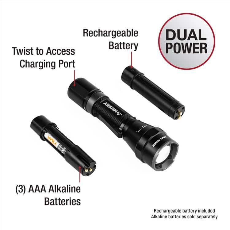 Rechargeable LED Tactical Flashlight 1800 Lumens Focus & Dual Power