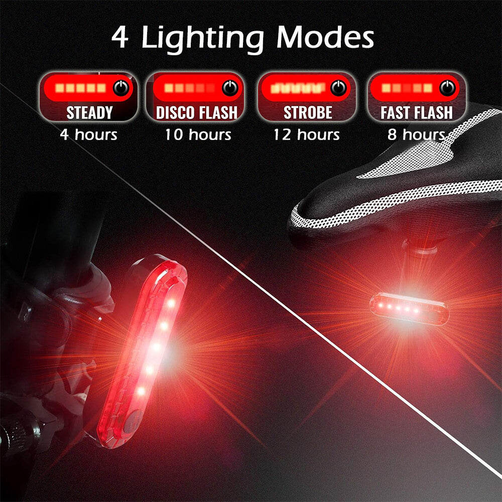 Rechargeable Bike Tail Light Set - USB LED Rear Safety Lights for Bicycle, Scooter, Helmet & More